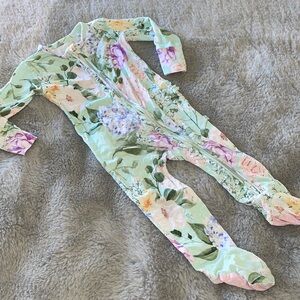 Posh Peanut Floral Kids Bodysuit - Green and Purple